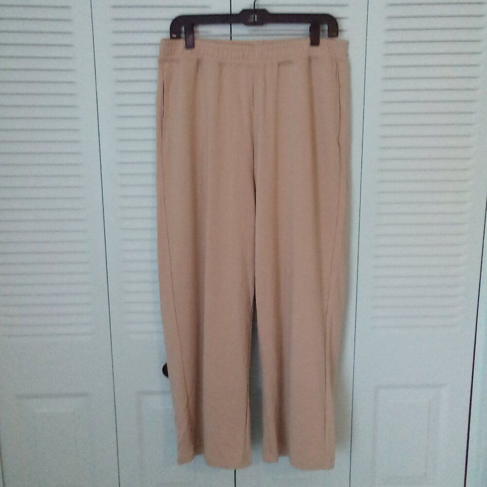 MOVE LOUNGEWEAR XL STRAIGHT SAND TAN PULL-ON ELASTIC WAIST LIGHTWEIGHT PANTS